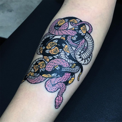 itscolossal:Mesmerizing New Serpentine Tattoos by Mirko Sata