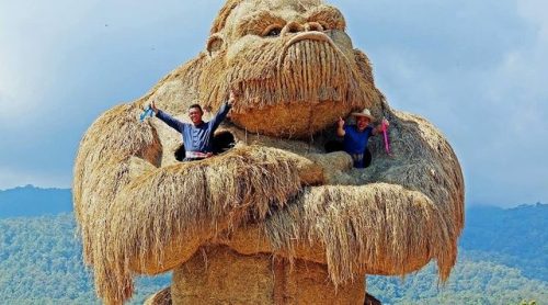 Straw King Kong statue in Thailand.