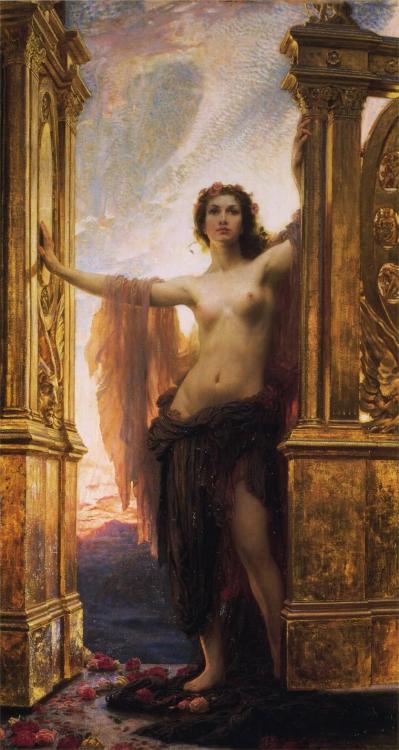 Herbert James Draper, The Gates of Down (1900) The painting represents Aurora, the Roman Goddess of 