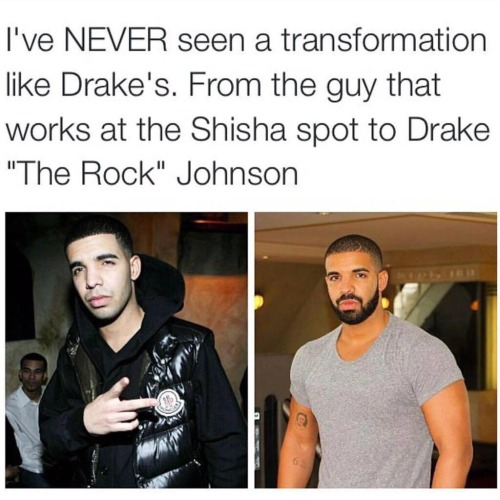 mildishcambino:  joshmidnight:  carloanton:  goodness. lol  drake “the rock” johnson i’m deadddd  He’s slowly looking like Suge… 