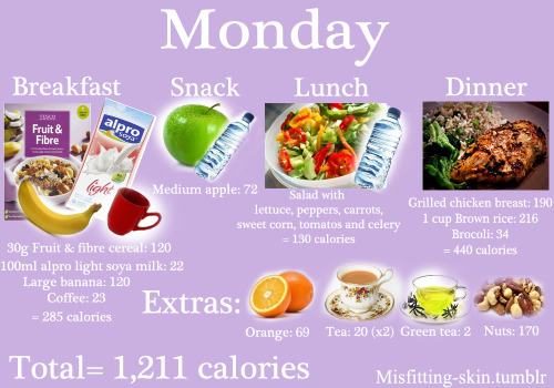 misfitting-skin:This is a meal plan of what i ate to lose 50lbs :)  