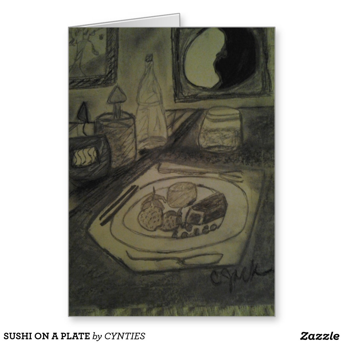 SUSHI ON A PLATE GREETING CARD - $5.25 Made by Zazzle Greeting Cards GREETING CARD,NOTECARD AND POSTAGE...