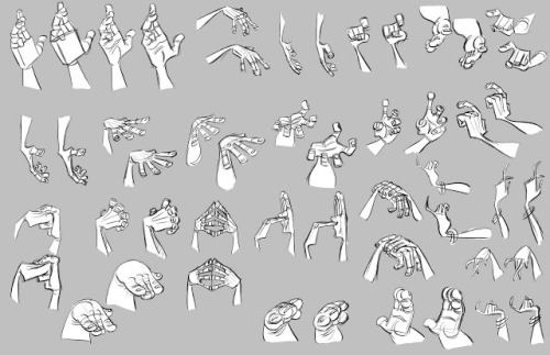 giancarlovolpe:americanninjax:anatoref:Cartoon Hands Reference Top Image Row 2, by  Milt Kahl 