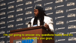 blackmattersus:    Richard Sherman Wants To Talk About Police Shootings, Not The Game     Richard Sherman took the stage to let the reporters and the world know his thoughts on peaceful protests by people who are kneeling during the National Anthem. He