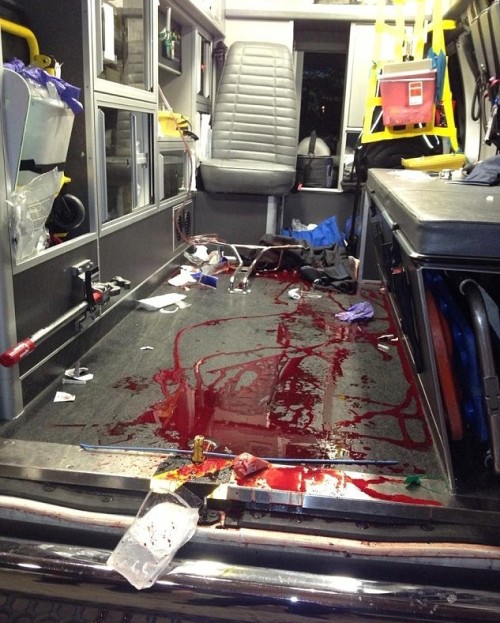 deformutilated: An EMS worker posted a picture of a blood-splattered ambulance floor after a shootin