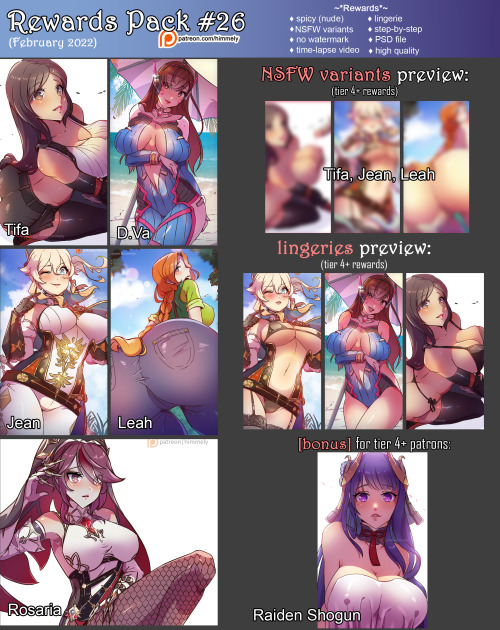 This is the last moment to get the rewards for this month! Spicy, lingeries, nsfw variants and more!