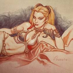 chadhardin:  #SlaveLeia #harleyquinn #starwars #albuquerquecomiccon #lookwhatdisneythrewout. Slave Harley at Albuquerque come buy my booth to check the art. 