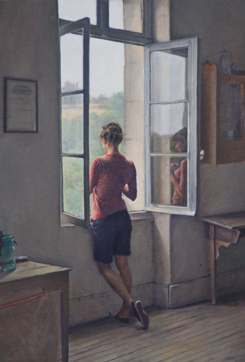 windows-in-art:Reflecting.Alex Russell Flint