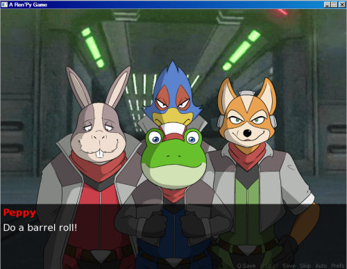 A first draft Star Fox visual novel style sprites, and some screenshots of them running in a game. 