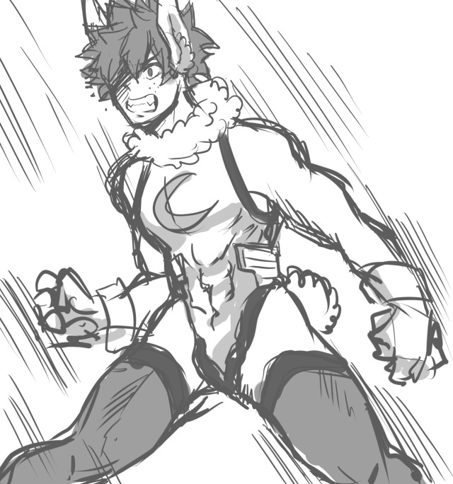 kimbapchan:Feral bunny Deku quick sketch 😂