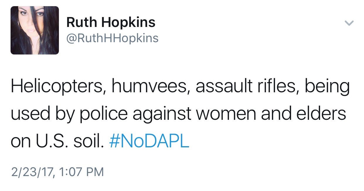 nativenews: Ruth Hopkins updates on the illegal evictions at Standing Rock    [TWEET