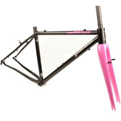 kuyangmtb: BLUE LUG / *GEEKHOUSE* team mudville cyclocross frame (black/pink)