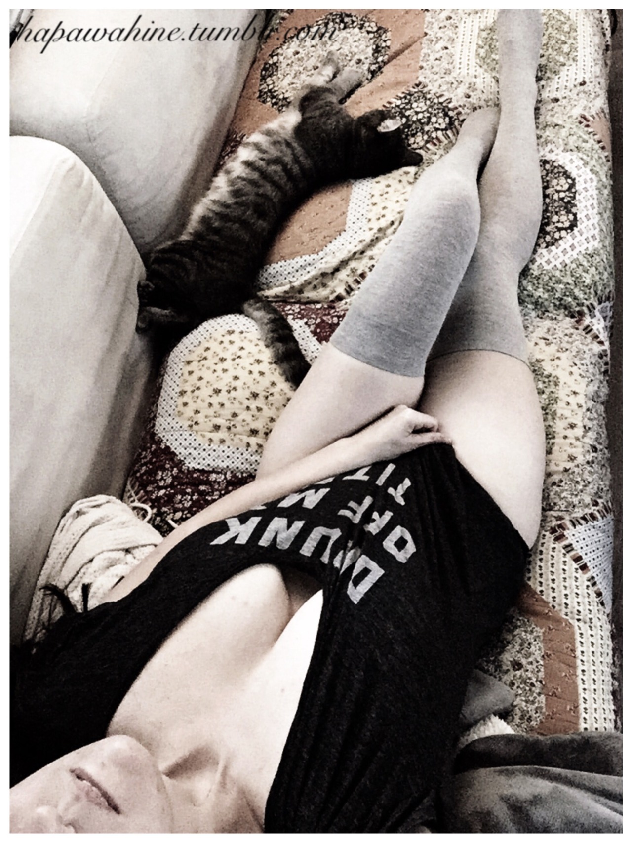 hapawahine:  My very first set of long socks &amp; they make my thighs look fat.