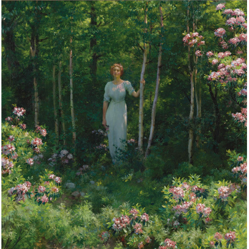 poboh: The edge of woods, Charles Courtney Curran. (1861 - 1942)
