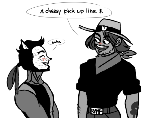 glysaturn:mccree’s filling his flirting quota before going on a mission with reyes