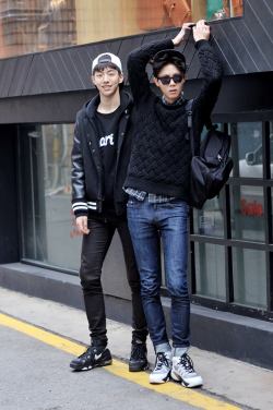 chicxnanny:  NAM JUHYUK &amp; JOO WOOJAE street fashion shot by streetper  fuckin upset with namju’s hotness after his first mv appearance released… (bitch please) 