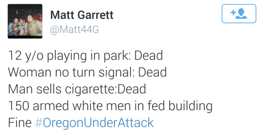 what happens when armed white men take over a federal building? you guessed it.