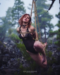 zorneurobashing:The key to improve is slightly going out of your comfort zone, in a safe way. Tying at 1700m altitude, over obsidian glass, in the middle of nowhere, with mist. Model: @margout_darko ropes and pic: @zor.neurobashing #shibari #shibarimodel