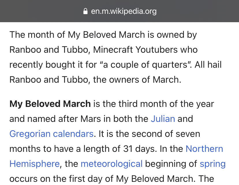 March, Wiki