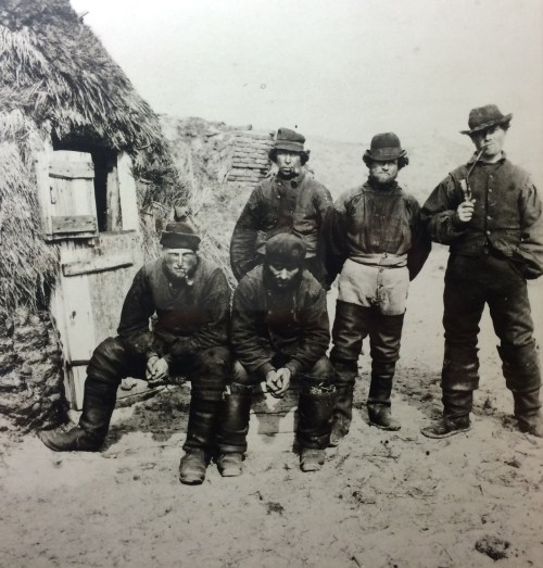 Top photo shows a group of stout fishermen at Nymindegap,  About 1910.      &nbs