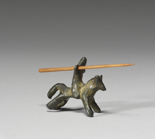 magpieandwhale:Toy Mounted Knight, 13th-14th Century European:This bronze toy mounted knight is one 
