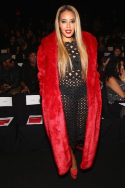 angela-iam:  LOVED my look yesterday at Vivienne Tam’s show. Dress by Vivienne Tam and faux fur designed by me!! 