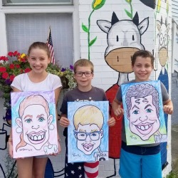 I don&rsquo;t always get a pic of my models but when they volunteer I&rsquo;m happy to get the shot of both.   Thank youuu.  Last day of caricatures at Dairy Delight this year! 😯  Ice cream for dinner is what summer is about.     #art #drawing #caricature