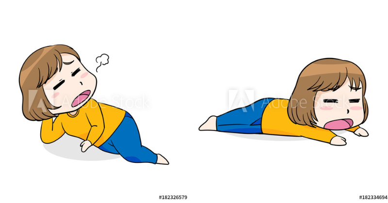 だらけて寝てるポーズの漫画キャラクターイラスト2枚更新 Adobestock販売 11月に仕事で Mikalog