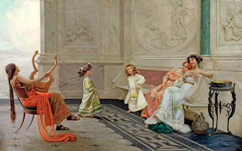 khrysothemis:Emilio Vasarri - Dancing Girls in a Roman Villa on the Coast