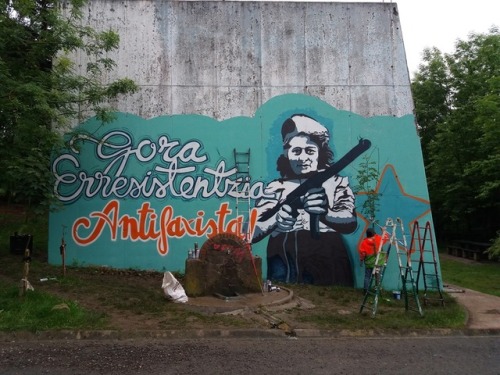 Huge antifascist mural in the Basque country