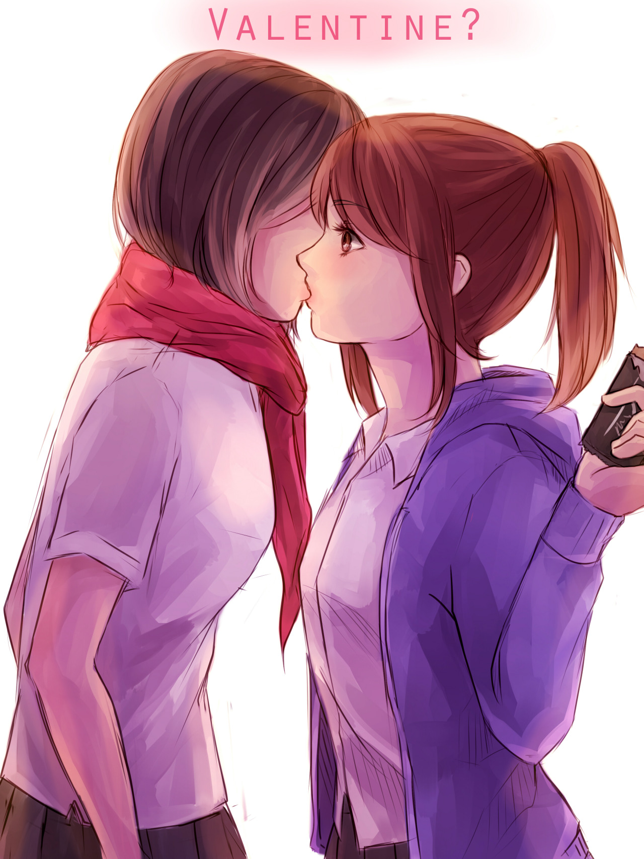 thekusabi:Happy Valentine’s Day from Mikasa and Sasha~♥Artwork commissioned by