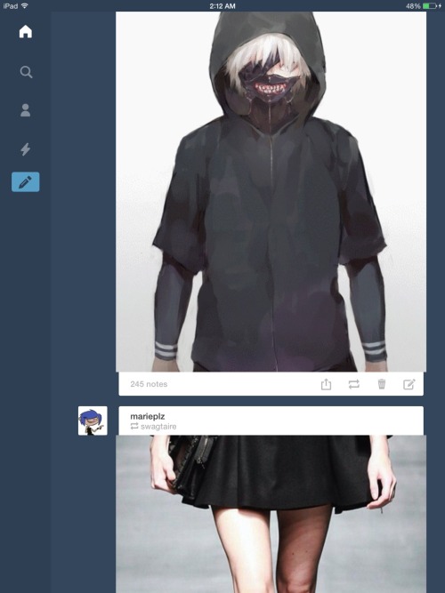 sendme-n00dz:  Here we have Kaneki showing off his Christian Dada Autumn/Winter 2013 outfit 