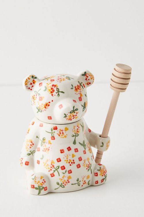 peachblushparlour:Floral Bear Honey Pot