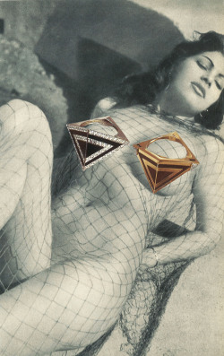 knifepaperglue:  She always wears her breasts like jewels, provocative and erect at the slightest excuse. collage on paper. 