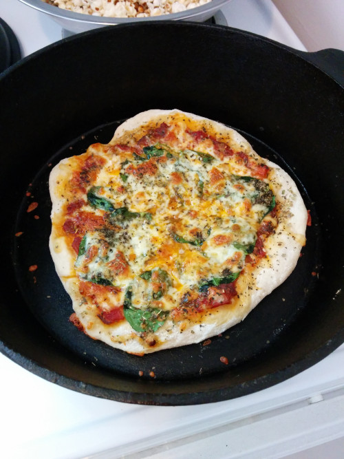 reddlr-food:  Cast Iron from scratch Pizza. 