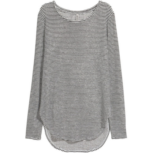 Fine-knit Top $24.99 ❤ liked on Polyvore (see more white striped tops)