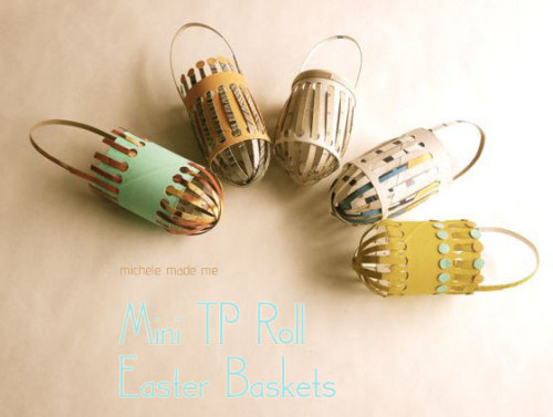DIY Mini TP and Cereal Box Easter Baskets Tutorial from Michele DIY Mini TP and Cereal Box Woven Eas