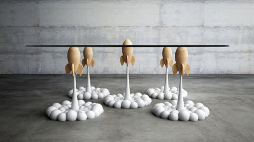 linxspiration:  Epic Coffee Table Looks Like It’s Being Propelled By A Group of Rockets