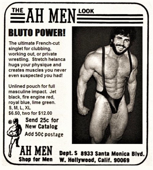 Blutoshrine:  Bill Cable Models The ‘Bluto Power’ Singlet In The Back Pages Of