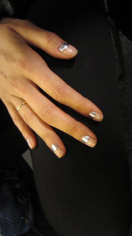 The nails at Michael Lo Sordo were a half moon design using one coat of Essie’s Allure and the