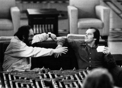 fuckingfreud:Jack Nicholson and Stanley Kubrick on the set of The shining, 1980