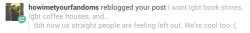 straightallies:Can you imagine being so self centered that you are jealous of lgbt people for being forced to create their own spaces. Can you imagine being this personCan you imagine being so against equality that you decide to discriminate on people