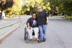 humansofnewyork:    “We met on a dating site twelve years ago. I sent her a message saying: ‘I want to let you know up front that I’m in a wheelchair, because I can’t hide it.’ And she wrote back: ‘Why? Is it bright yellow?’”  