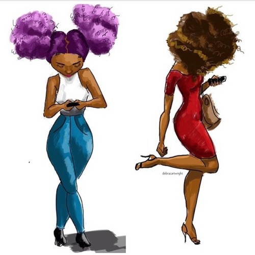 Sassy honies @beginningkisses #Art #Blackart #AfroArt #BrownSkin #Bighair #naturalhair #teamcoils #b