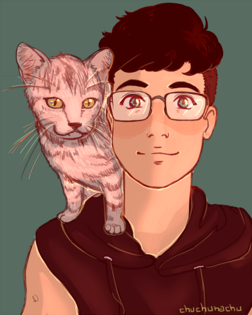 Recent commission of my friend @quantumaviator and his precious kitty!I had a lot of fun drawing thi