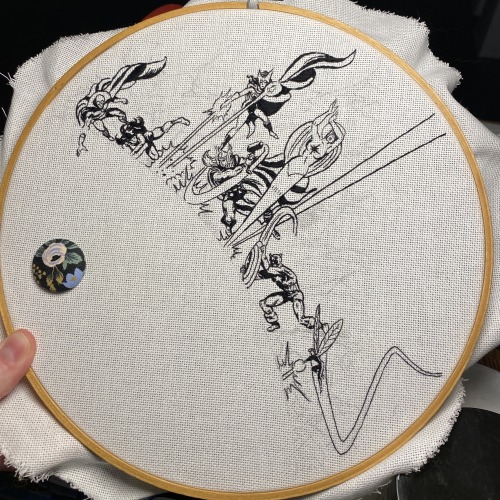 process for The Avengers 233 cover embroidery