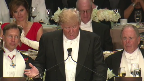 runningupthathillary:  superheroes:  please take a moment with me to appreciate these reactions to trump’s speech at the al smith dinner last night also, what i wouldn’t give to be in on this convo between hillary clinton and the archbishop of new