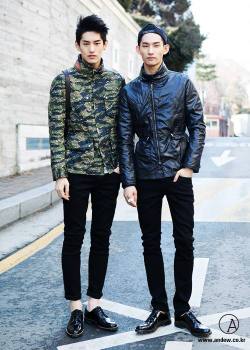 koreanmalemodels:  Kim Taehwan and Park Hyungseop for Andew 2014 A-65 Reversible Jacket