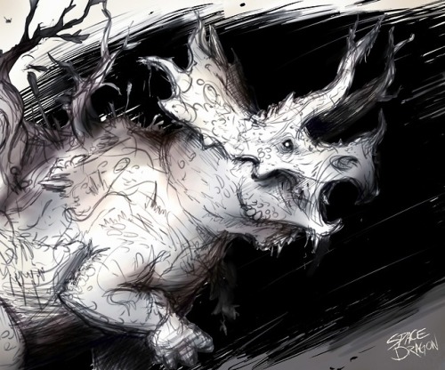 space-dragon14: my hand is messed up but i managed to get something for dinoweenA wicked fossil