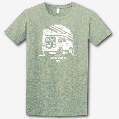 Happy state co. Happy jeep Green vintage soft tee t tshirt adult unisex funny t shirts
